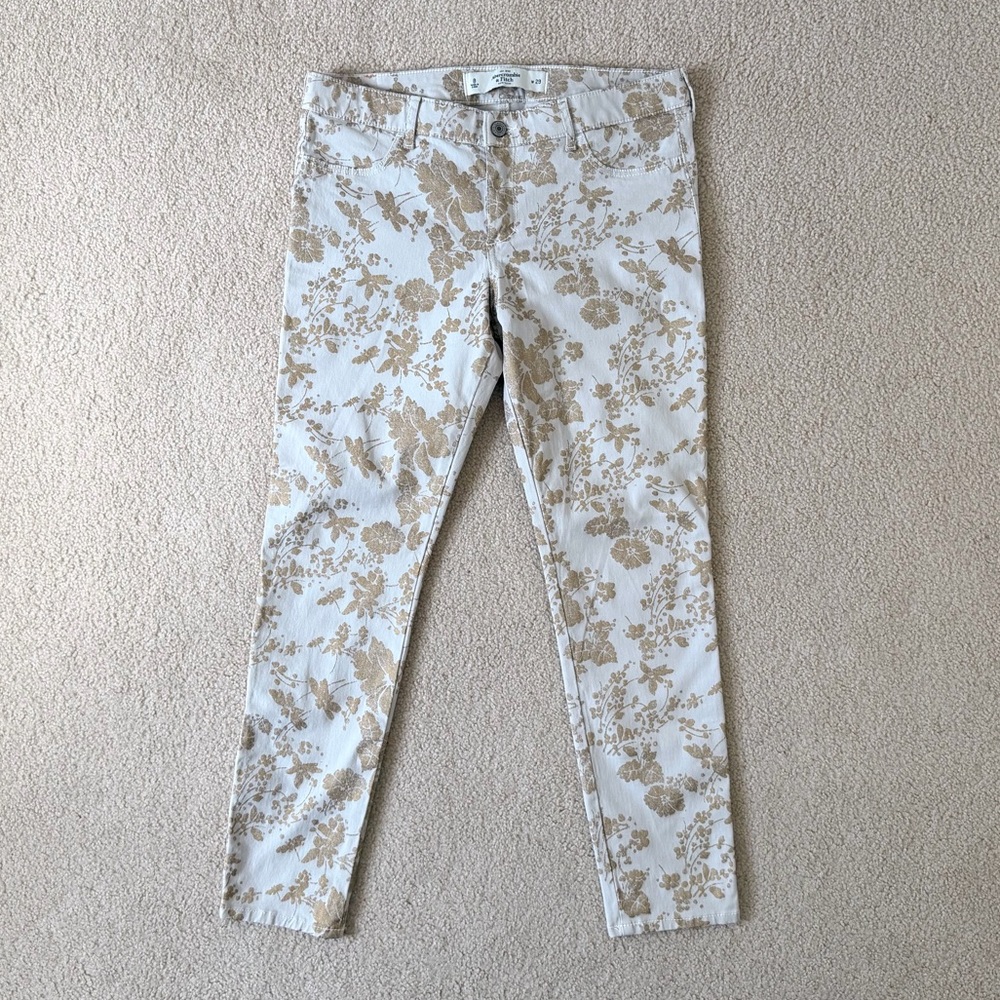 Abercrombie & Fitch Gold & Cream Floral Jeans